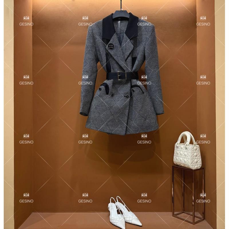 【露】秋冬款小香风法式时尚复古中长款翻领外套气质女QD-2024805