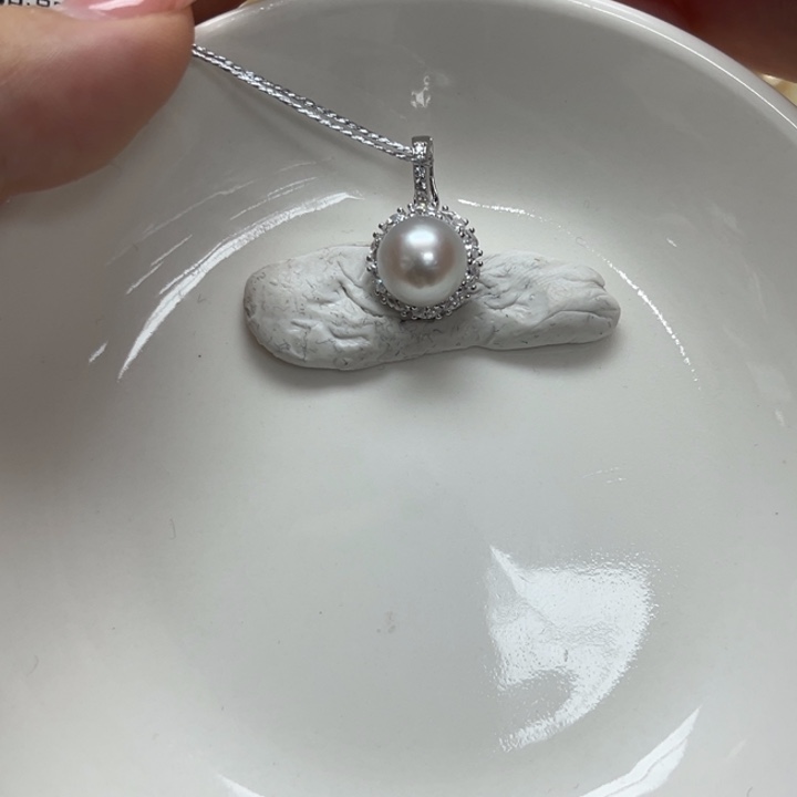 颈饰海水珍珠银S925镶嵌澳白8-9mm22号