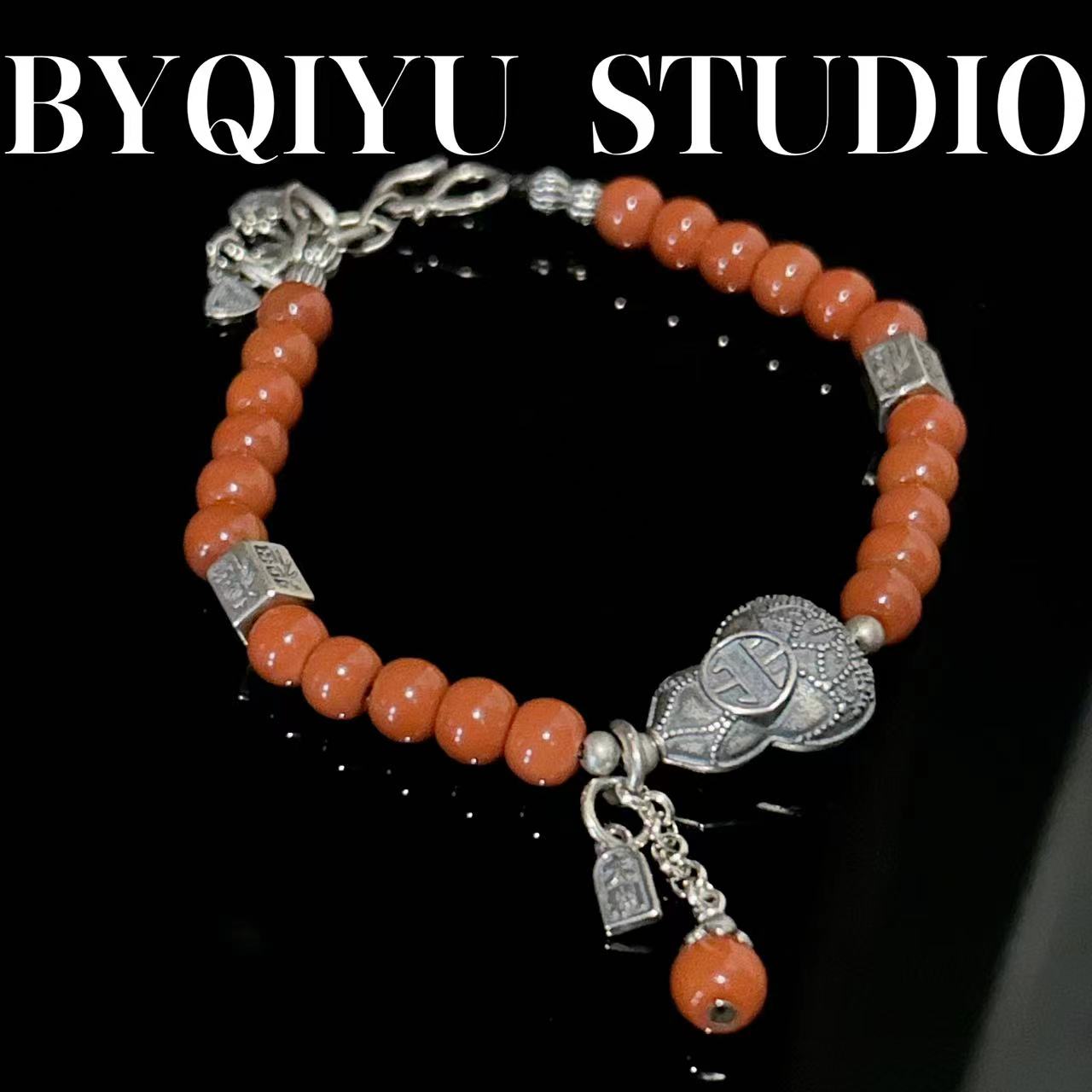 南红玛瑙S925银复古葫芦原创设计银饰秋冬季女款气质百搭手链一条