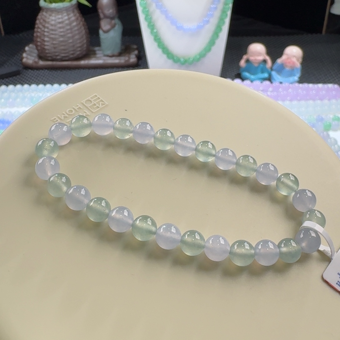 翡翠手链未镶嵌高冰双彩卡6.4气质百搭