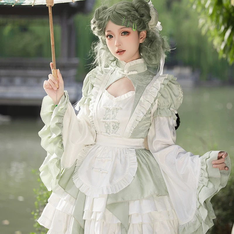 【现货】一曲青竹lolita中华风刺绣新中式可爱国风洛丽塔围裙中华娘