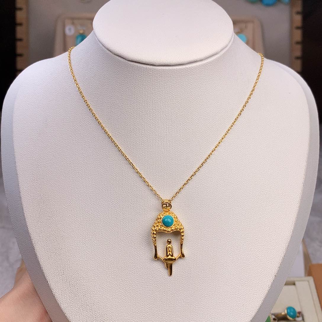 绿松石银S925镶嵌颈饰