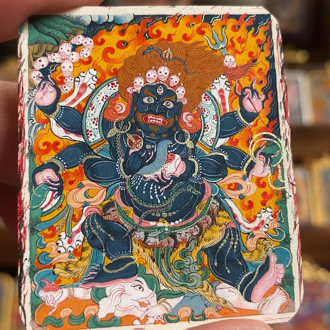 吊坠拾****）大黑天，纯手绘唐卡
