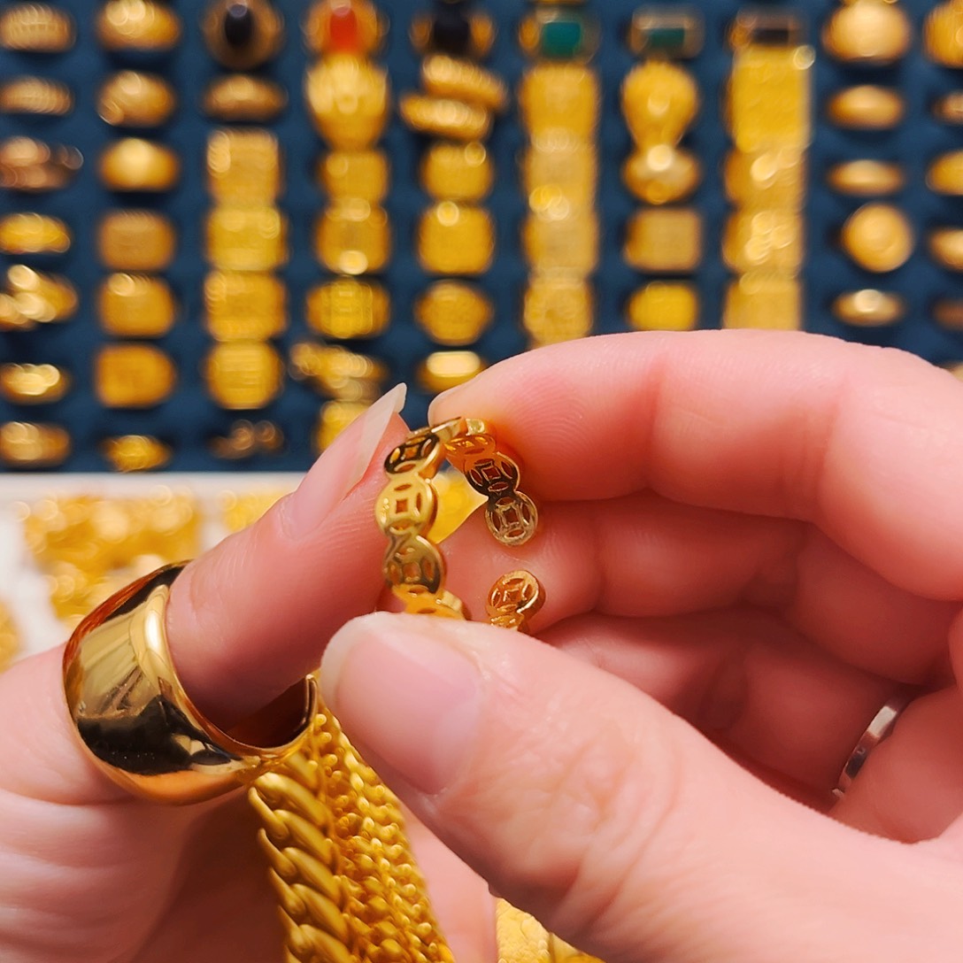 枫****铜合金铜钱戒指开口