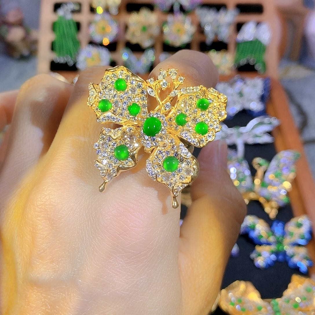 吊坠(不含链)银S925镶嵌翡翠