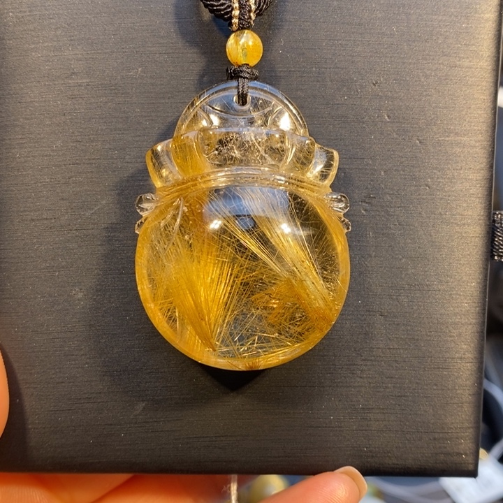 颈饰未镶嵌发晶金发晶福袋吊坠