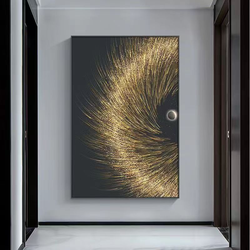 【抽象鎏金】砂岩材质轻奢入户玄关装饰画过道挂画客厅沙发背景墙画