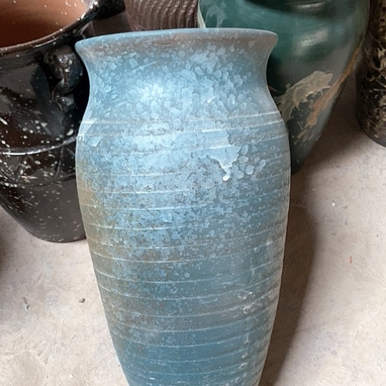 紫砂花盆口20高度39蓝色处理