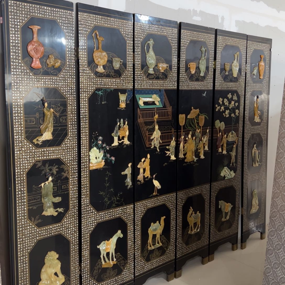 绘画屏风框画茶空间设计