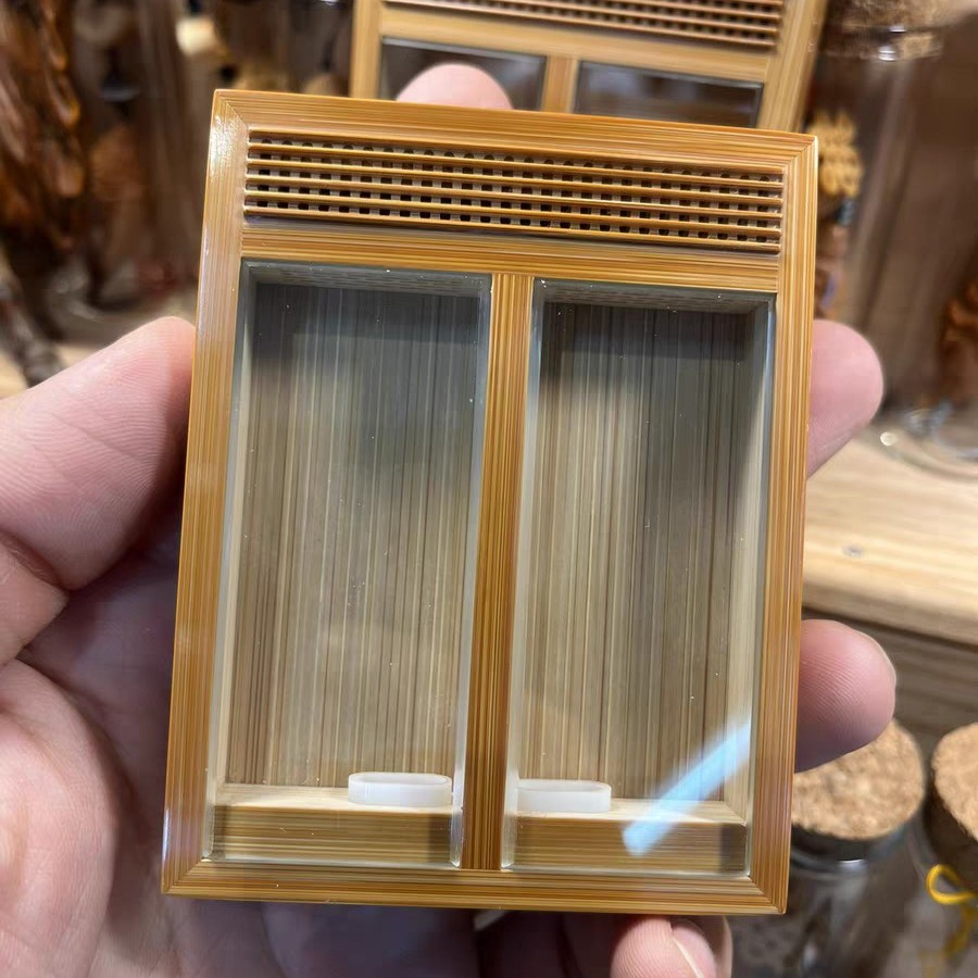 海派工艺榫卯结构曹自康作品做工精细技艺精湛双格黄蛉盒72*88*20