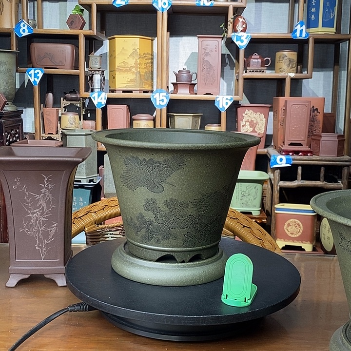 T****花盆紫砂天青泥全手工大漏价