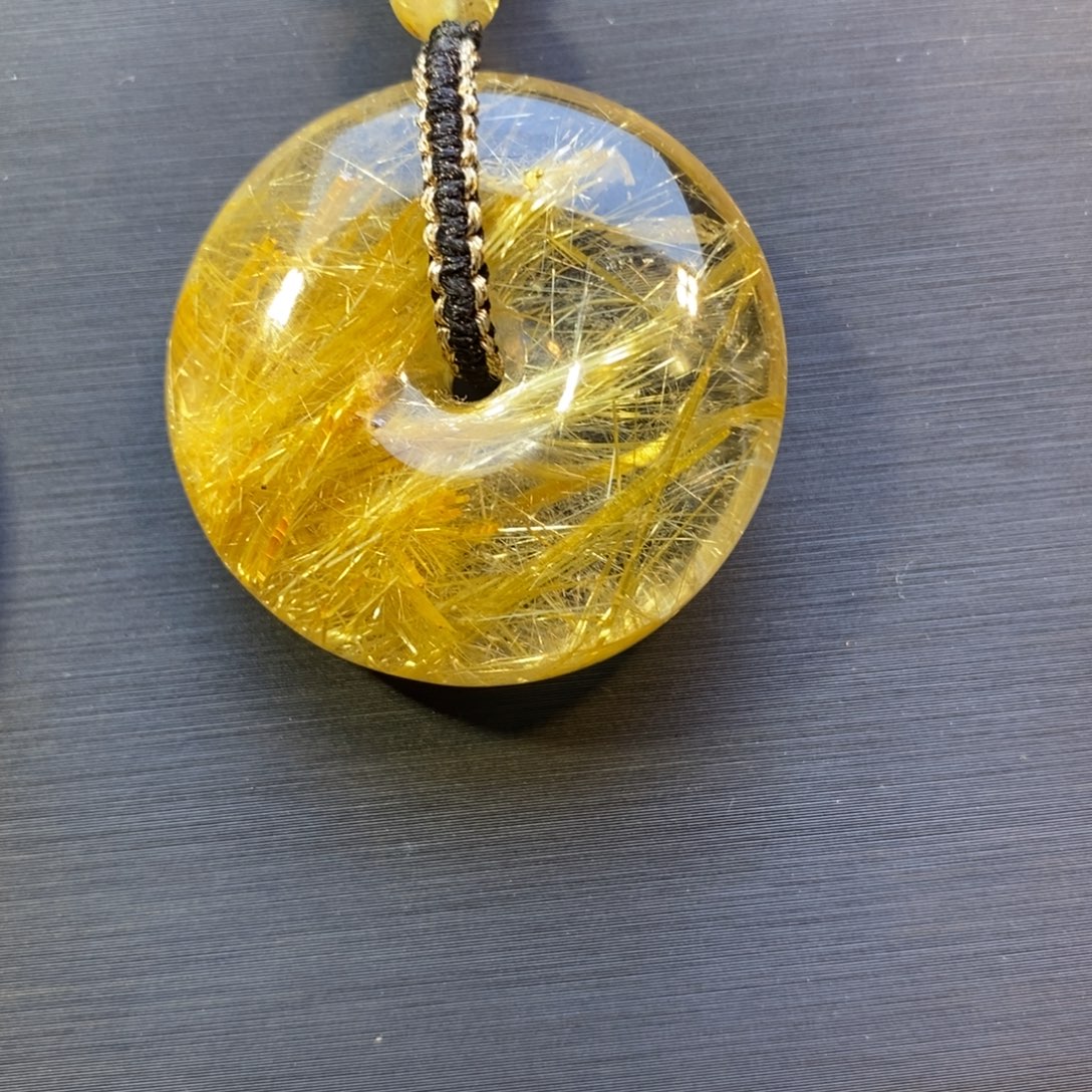 野****颈饰水晶未镶嵌天然钛晶平安扣吊坠