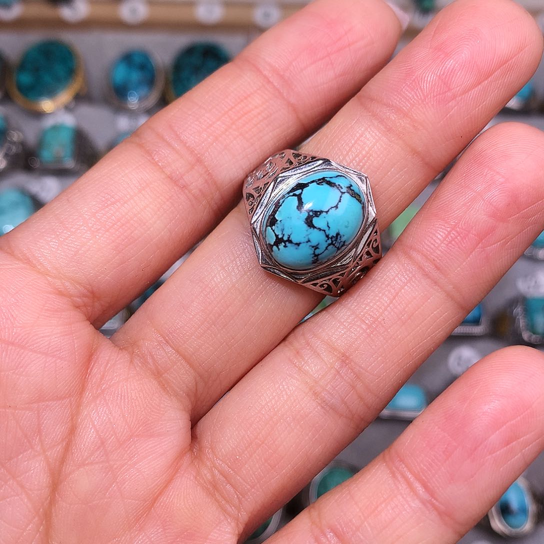 绿松石挂件银S925镶嵌