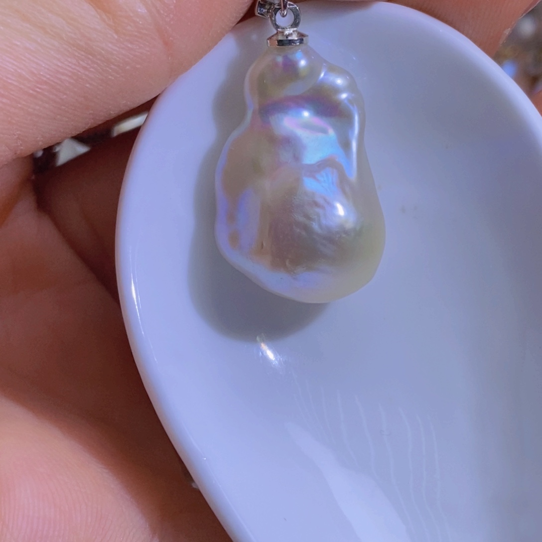 银S925镶嵌淡水珍珠微瑕