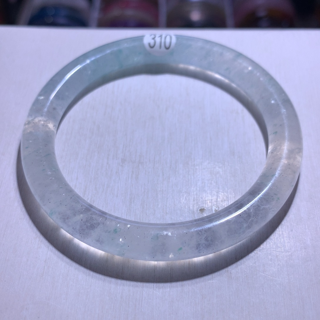 银S925镶嵌水晶手镯绿云母59圈310