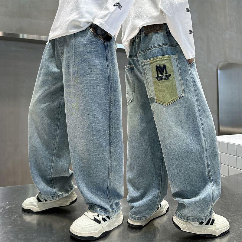 男童牛仔裤2025春秋新款儿童百搭洋气牛仔裤中大童百搭直筒帅气裤