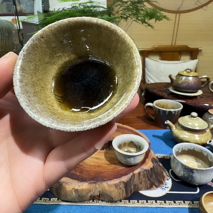 浪***沙建水紫陶白泥柴烧杯