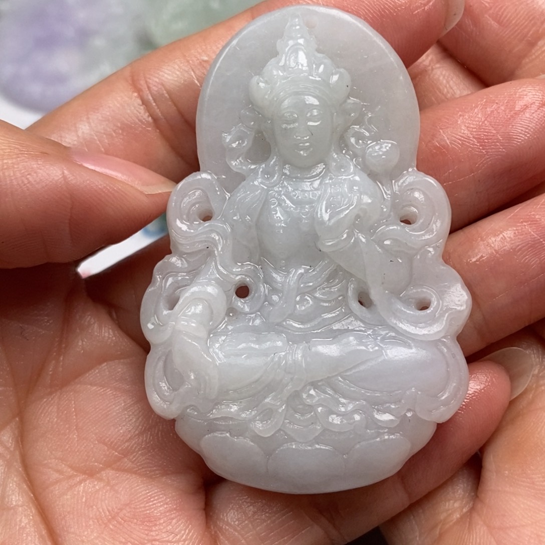 生***动定制翡翠足银镀金镶嵌翡翠