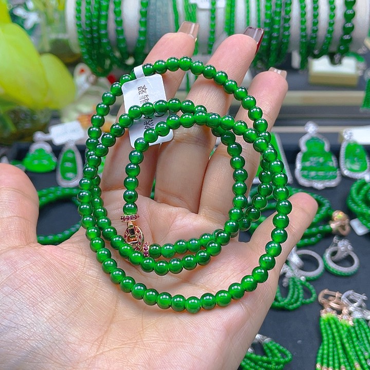 翡翠颈饰未镶嵌圆珠项链5