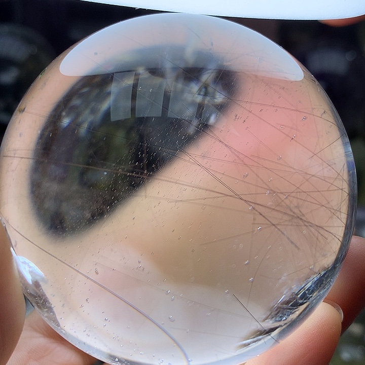 水晶天然水晶黑发晶摆件66.6m m未镶嵌