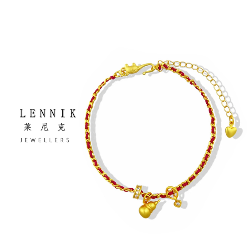合金合成锆石手链 lennik/lennik-JJ新中式时尚小葫芦红绳手链