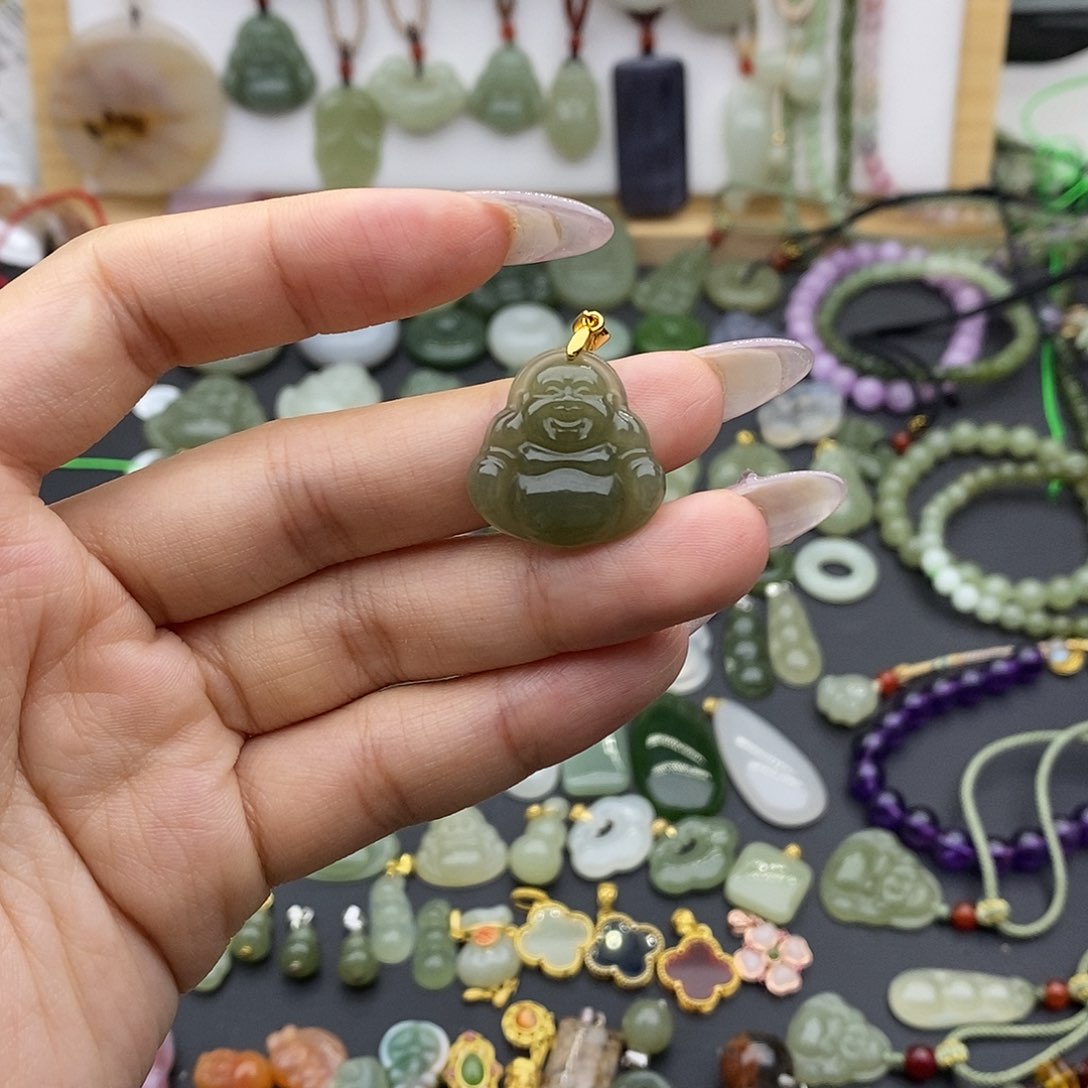 和田玉吊坠(不含链)银S925镶嵌