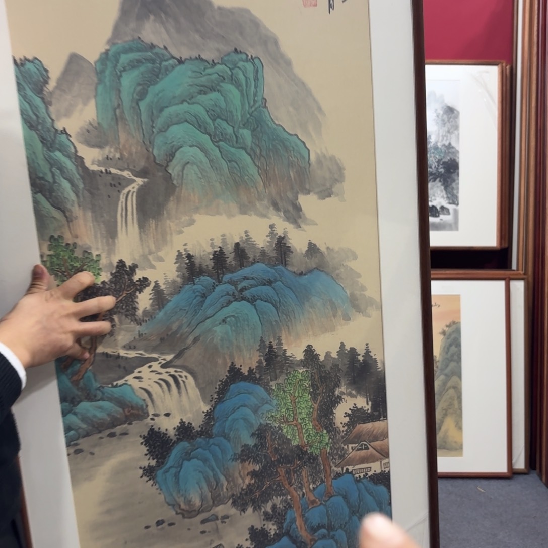 国画手绘作品带框