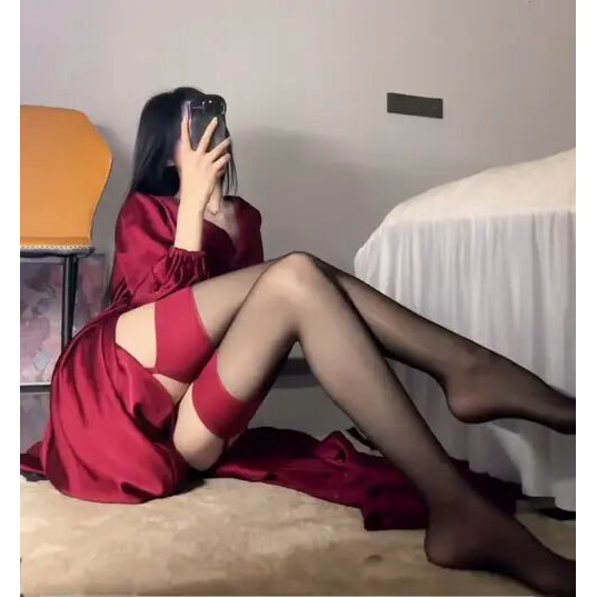 520情人节2024新款夜店蹦迪8d超薄撞色红边黑丝长高情侣私密战袍