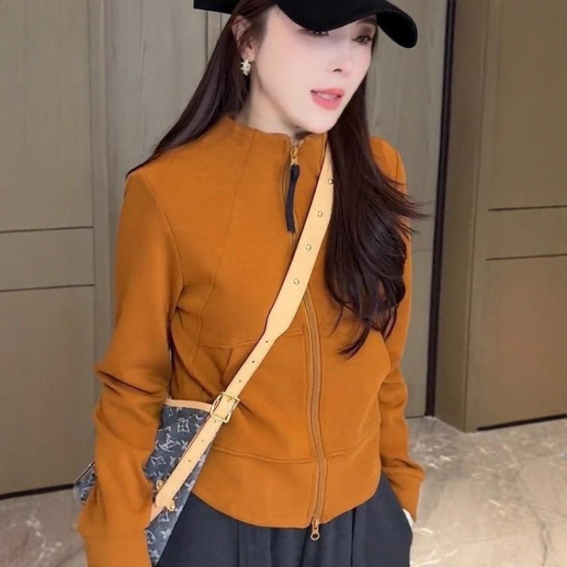 立领无帽短款卫衣女款春秋季2025新款爆款时尚洋气气质拉链外套上