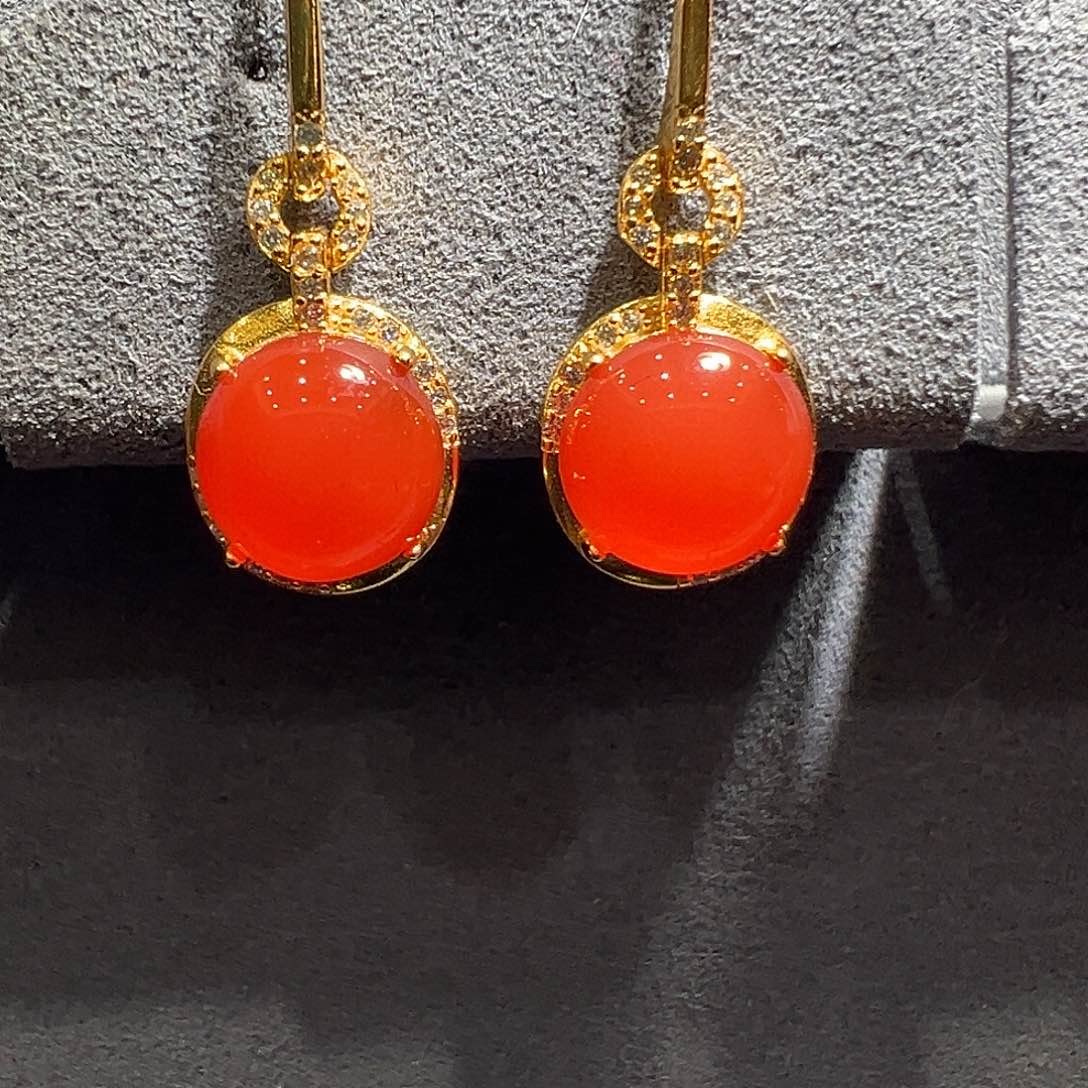 南红玛瑙耳饰未镶嵌耳勾一对/多样性发货