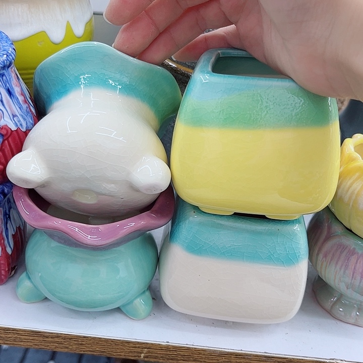 多肉绿植陶瓷花盆9.9包邮，有孔