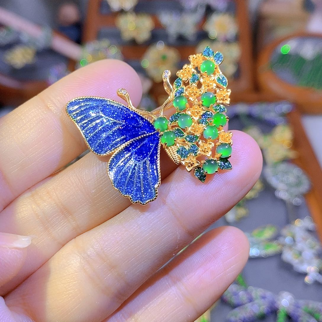 颈饰银S925镶嵌翡翠