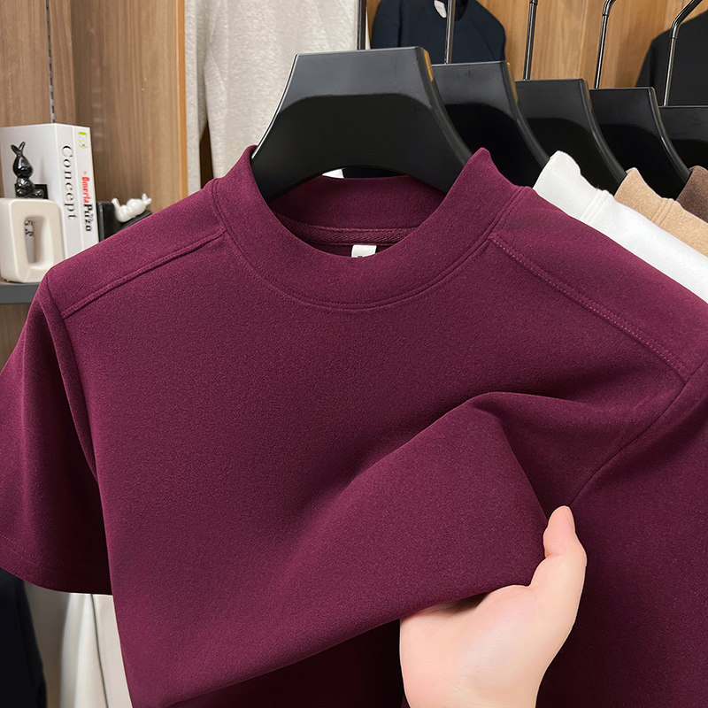 琦凯王子双面德绒短袖T恤男士冬季磨毛保暖半袖圆领内搭打底衫男