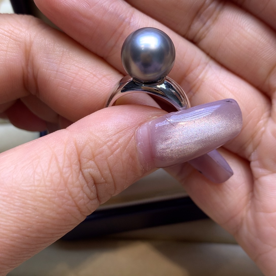 银S925镶嵌戒指海水珍珠