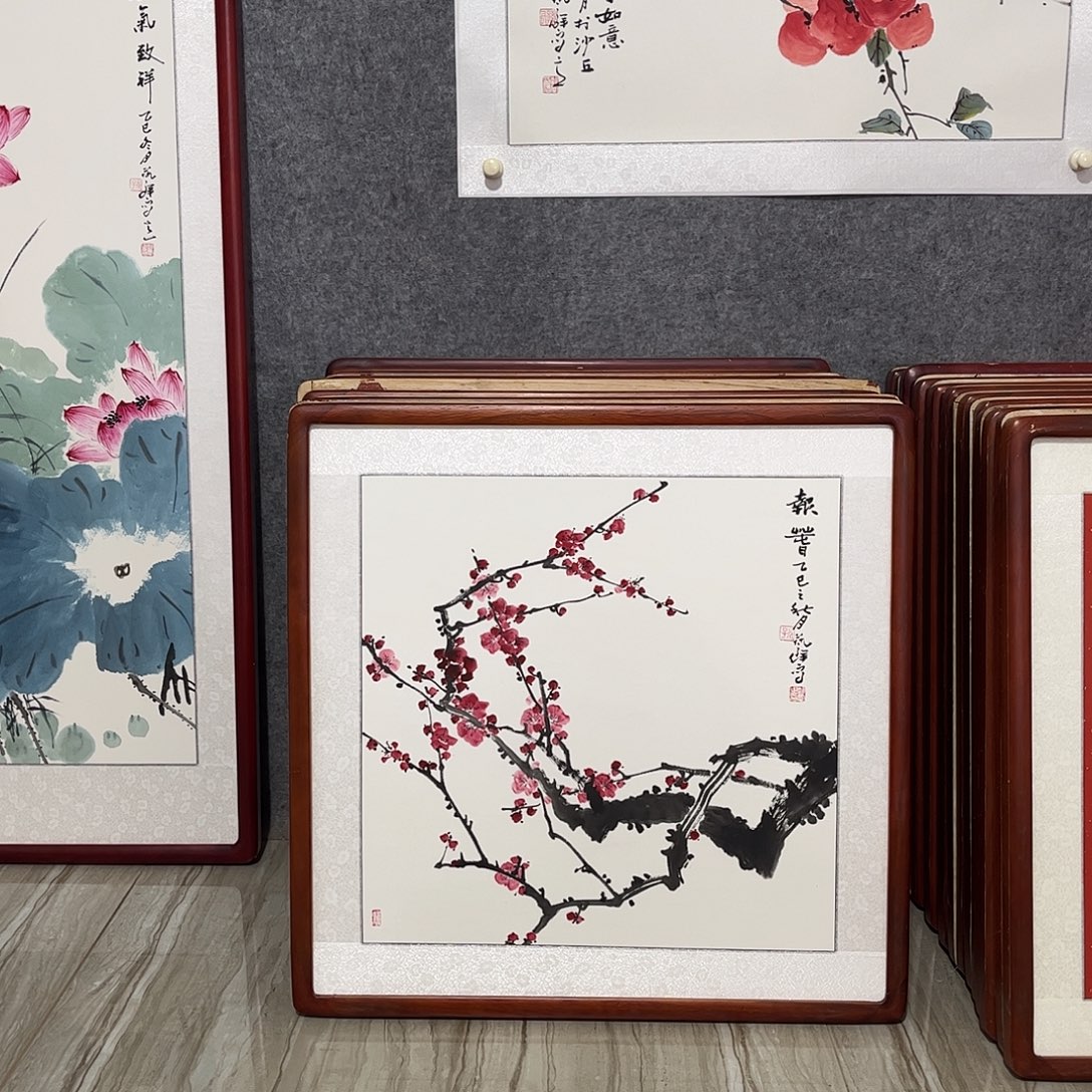 国画书画作品带框63×63