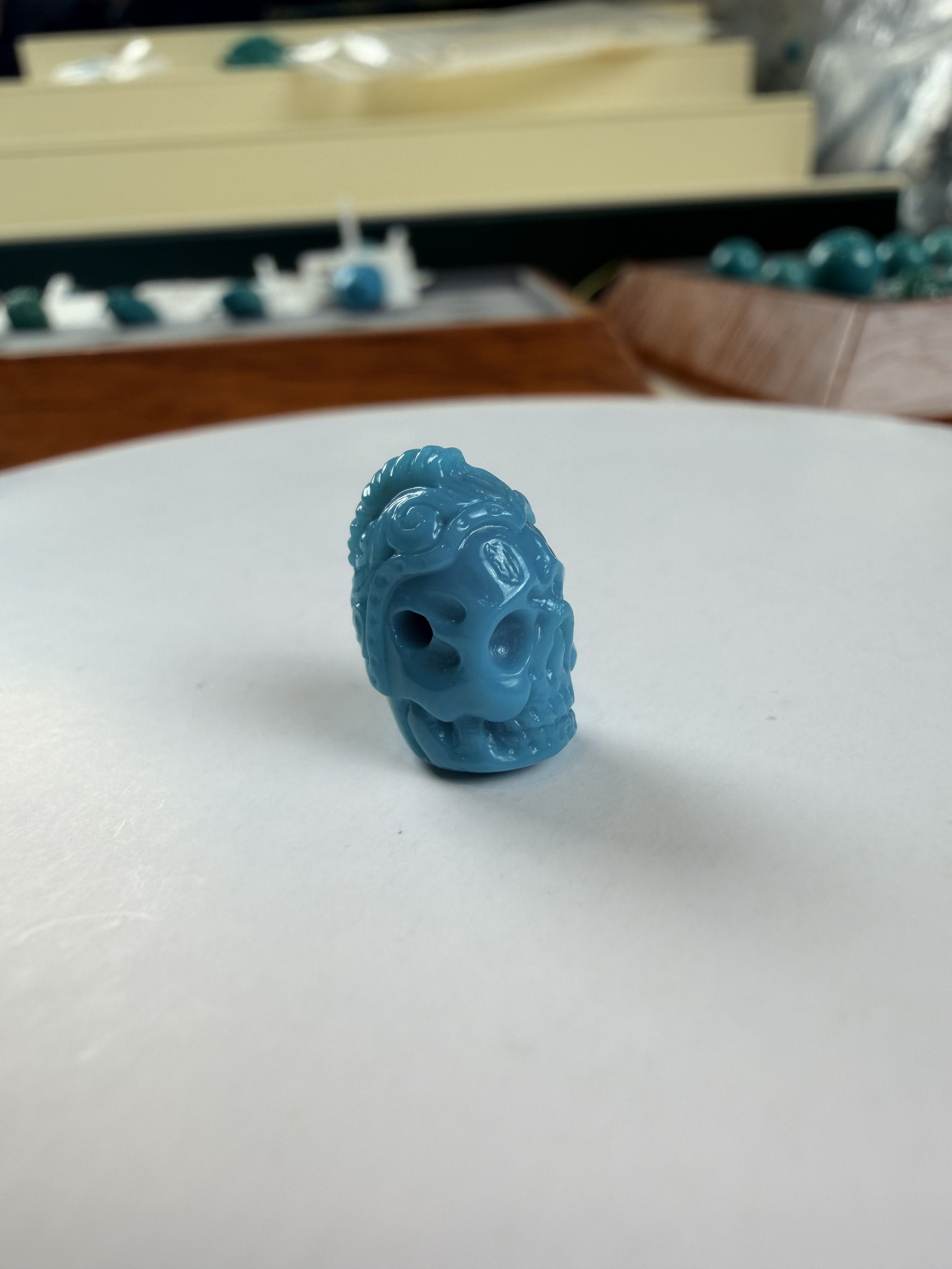 精工绿松石骷髅酋长扣手工