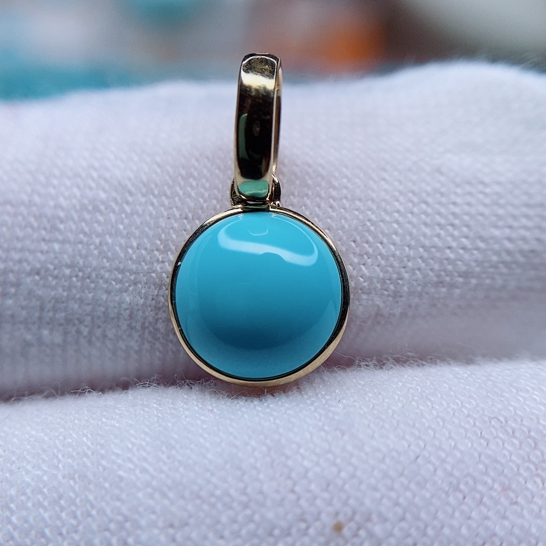 绿松石吊坠18K金镶嵌