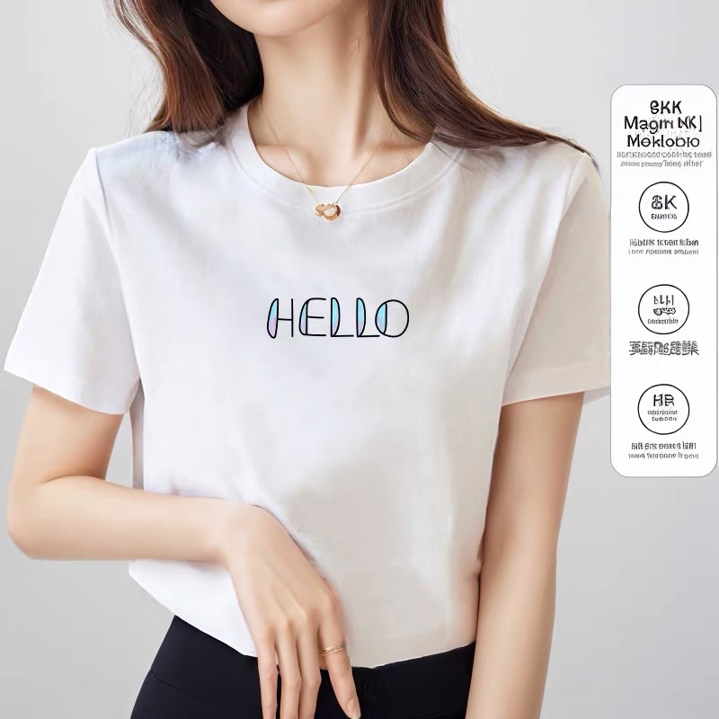 CS005女士短袖夏季遮肉显瘦圆领宽松洋气打底上衣体恤