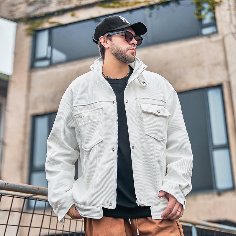 纺布者潮牌大码2025新款春秋季潮牌痞帅夹克胖子加大休闲外套男