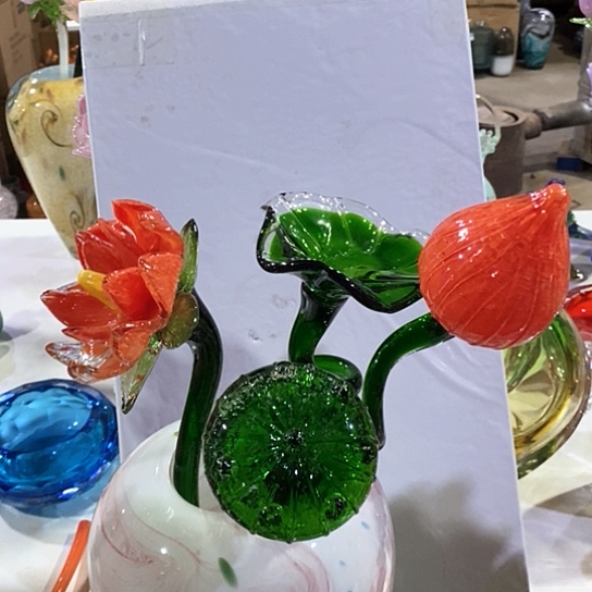 琉璃高度45厘米套四红和花