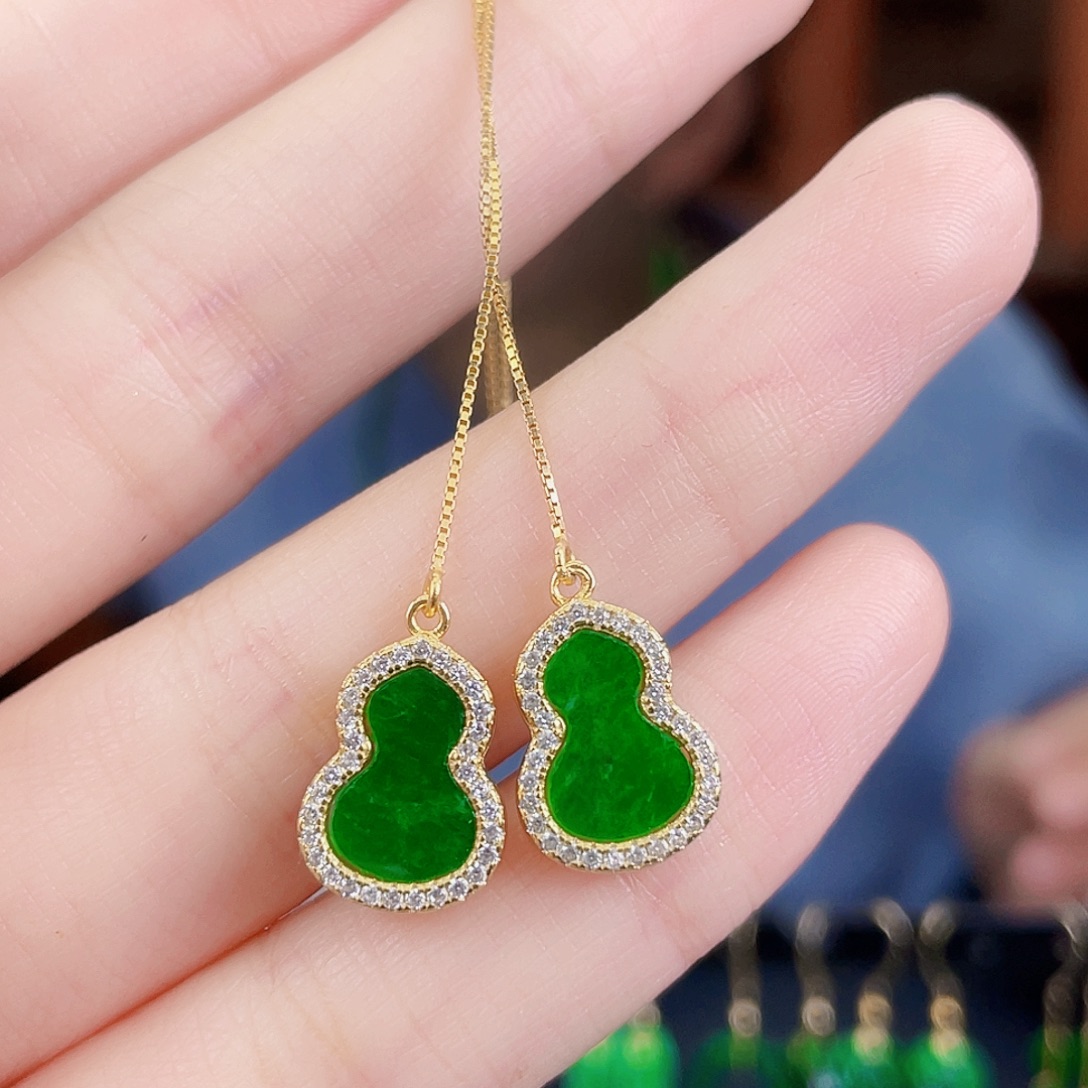 翡翠银S925镶嵌耳饰