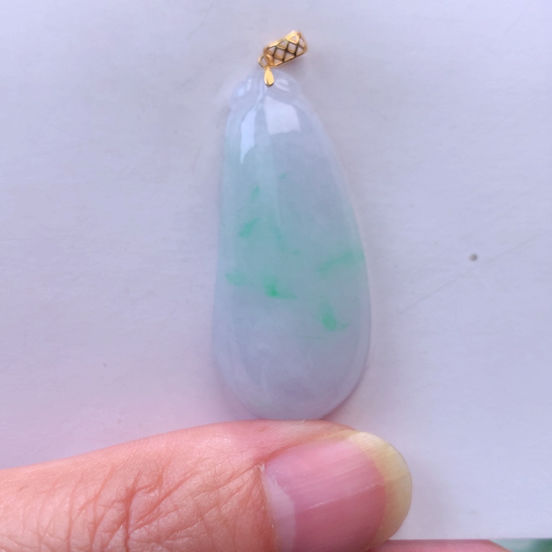 翡翠吊坠(不含链)18K金镶嵌