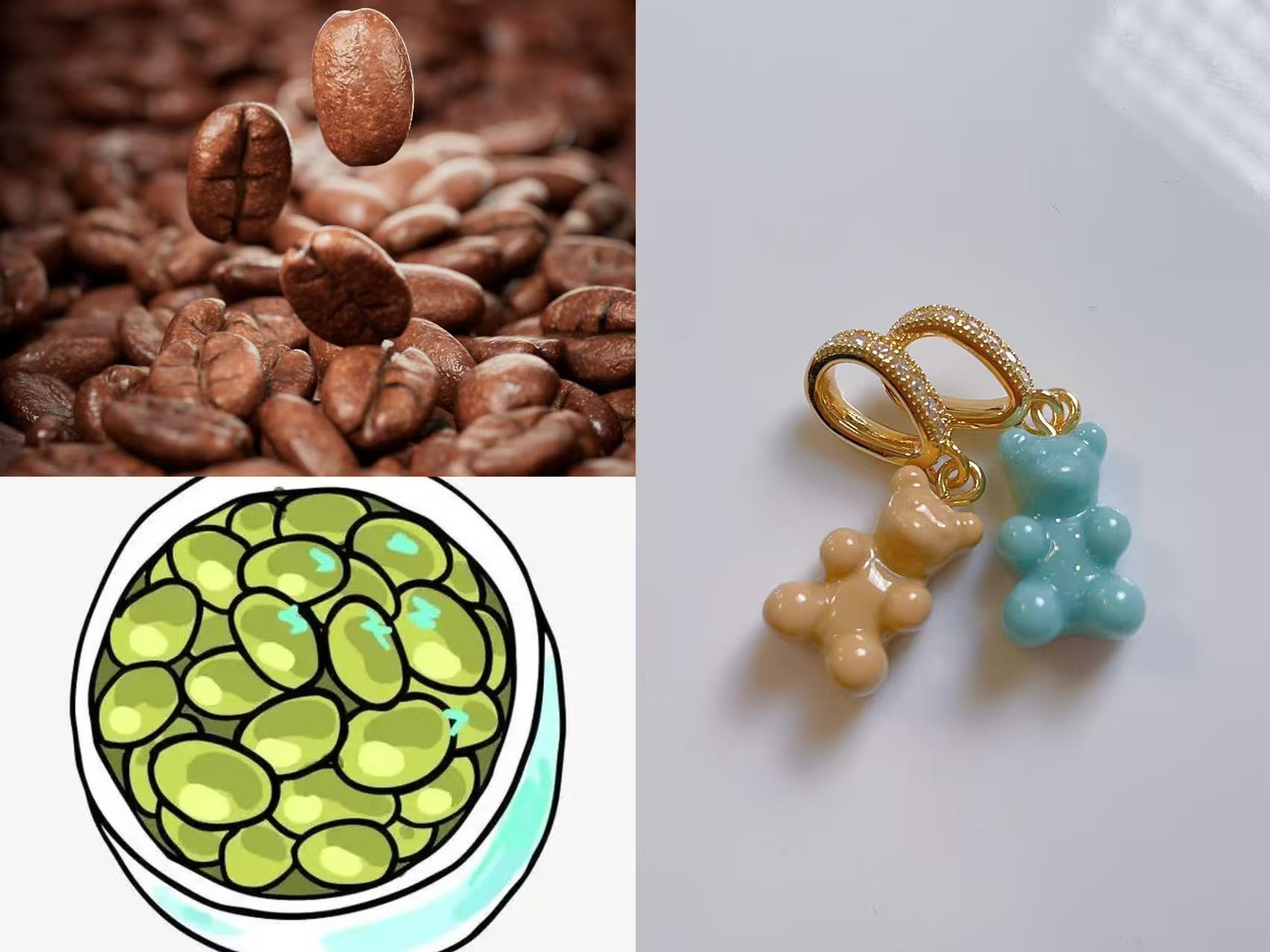 铜合金吊坠 【CH原单】权志龙款豆子开大会小熊吊坠百搭叠戴N082