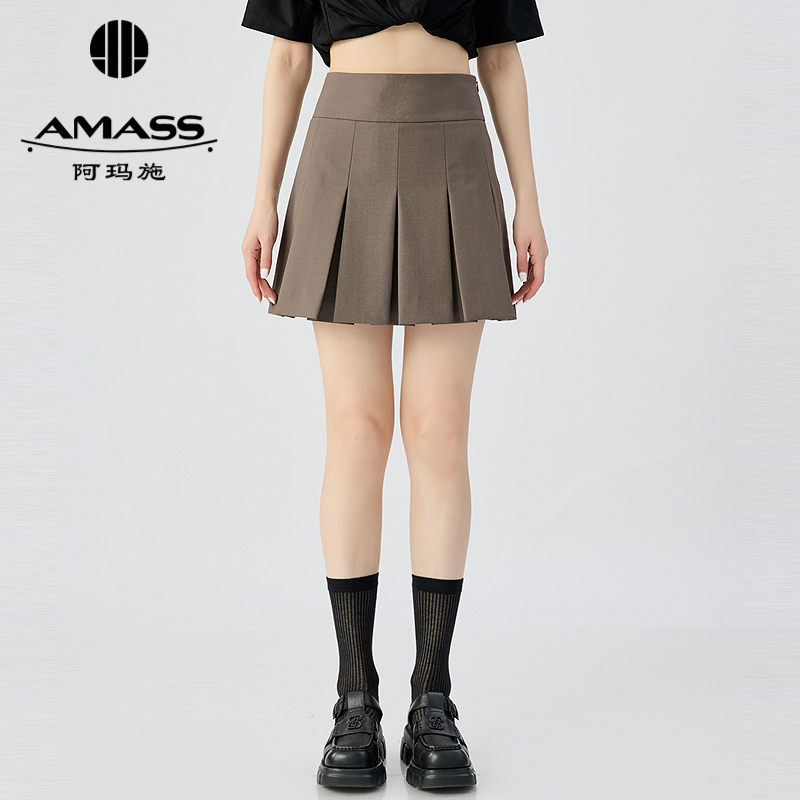 阿玛施AMASS气质简约短款A字百褶裤裙5200471