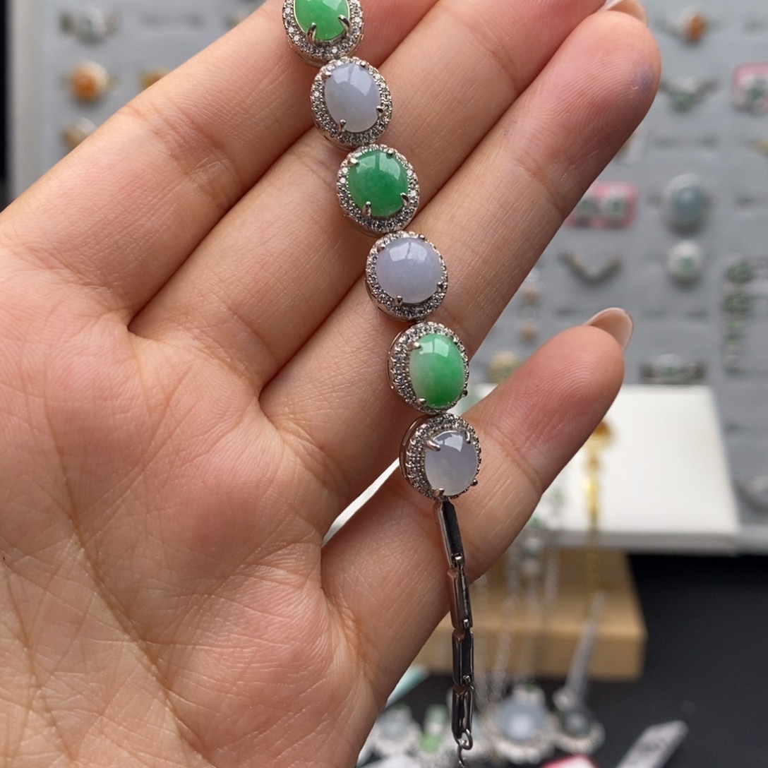 m***）翡翠银S925镶嵌戒指天然翡翠