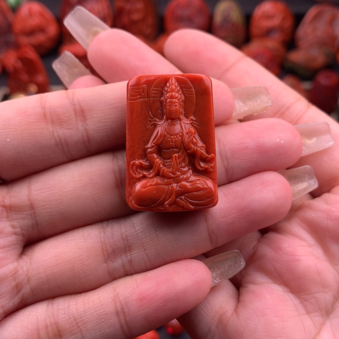 南红玛瑙南红川料观音吊坠20.9mm未镶嵌