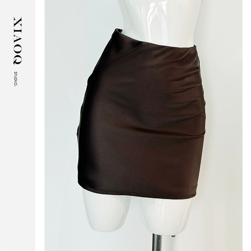 【小Q家】36979气质光泽感缎面半身裙