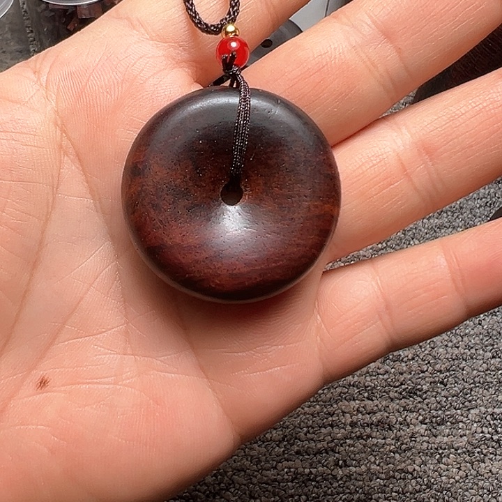 藤类海南红降花梨公4.0平安扣小微瑕