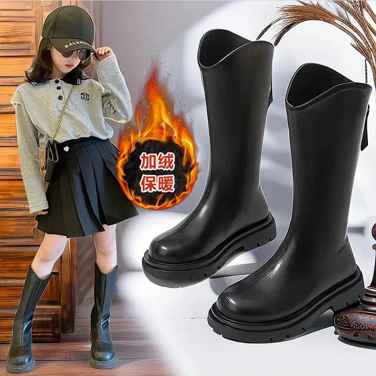 女童靴子2025秋冬季新款中大童单靴时尚中筒靴子儿童女二棉保暖靴