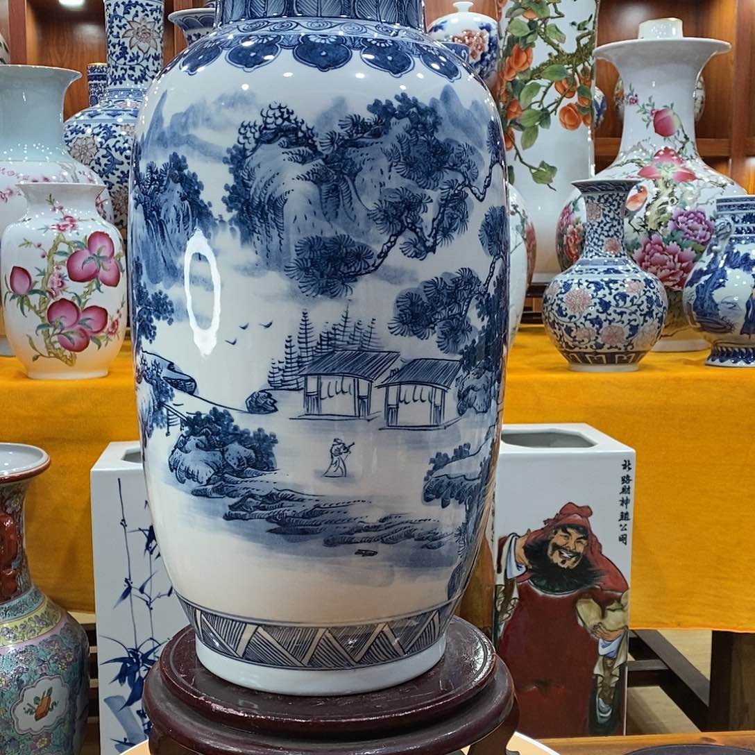 摆件幸*景德镇陶瓷青花冬瓜瓶